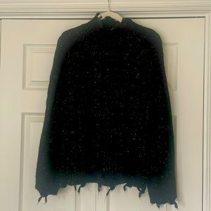 Elan Black and Gold Sweater with Bell Sleeves, Medium